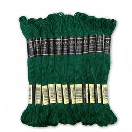 UMC STAG Pack of 12 Premium Embroidery Thread | 100% Egyptian Cotton Premium Skeins | Cross Stitch Embroidery Floss | Oeko TEX Certified Stranded Cotton | Ideal for Arts & Crafts (Emerald Green 923)