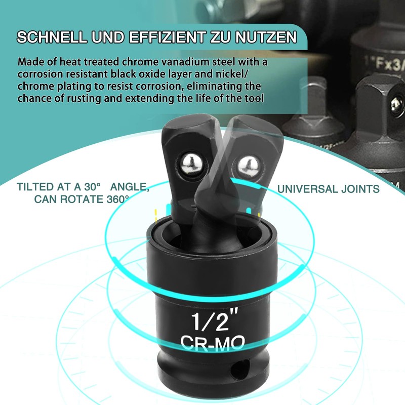 Fomita 6-Piece Universal Impact Joint Socket Adapter Kit, Contains 3pc