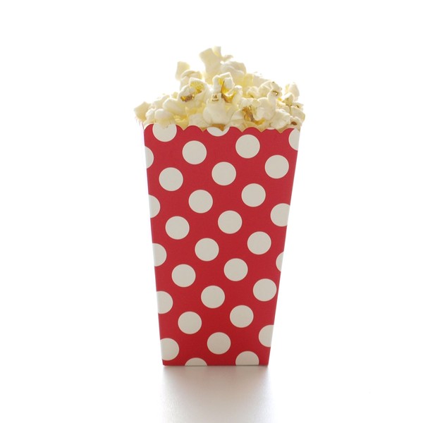 Red Polka Dot Popcorn Boxes (12 Pack) - Mini Scalloped
