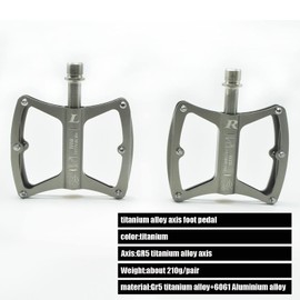 TiTo Bicycle Pedal with Aluminium Alloy Bicycle Foot Pedals and Titanium Axles Anti-Skid Lightweight Bearing Bike Pedals for MTB and Road Bike (Titanium)