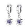 Salanda Sterling Silver CZ Dangle Earrings, Purple Plum Blossom Drop