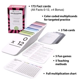 Think Tank Scholar 173 Multiplication Flash Cards | All Facts 0-12 Color Coded | Best for Kids in 3rd, 4th 5th & 6th Grade