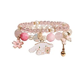 Cinnamoroll Crystal Bead Bracelet Kuromi and My Melody Sanrio Bracelets Cute Kawaii Matching Beaded Bracelets for Best Friend Kawaii Elastic Relationship Matching Beaded Bracelets