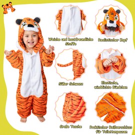 cuteDIY Tiger Children's Costume Animal Children's Costume Boy 2 Years Jumpsuit Costume Children