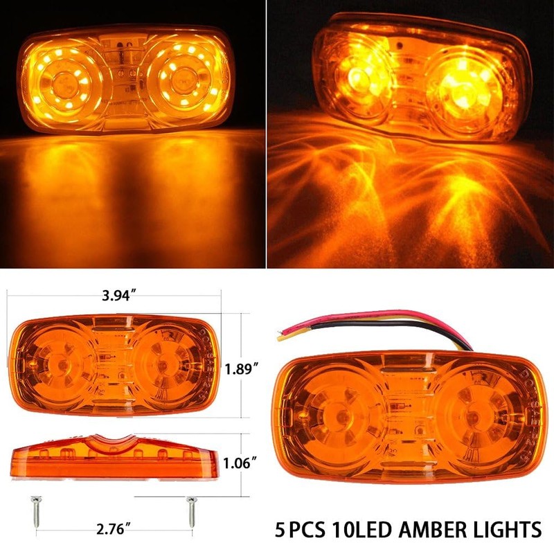 NEW SUN 12 Pcs RV Trailer Marker LED Light, Bullseye/Tiger
