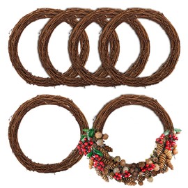 Geytetqi 6 PCS 12 Inch Natural Grapevine Wreaths, Beautiful Vine Branch Wreath for DIY Crafts and Christmas Decorations, Ideal for Outdoor and Indoor Use