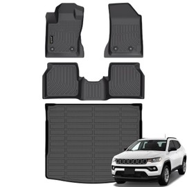 Jenofa-Car Floor Mats for Jeep Compass 2017-2025 All Weather Floor Mats Set Custom for Jeep Compass Full Set Waterproof Durable Floor Liners Car Mat for Compass Accessories 2025