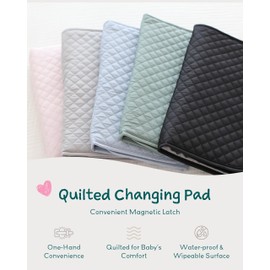 Lily Miles Baby Changing Pad Portable, Diaper Changing Mat with Magnetic Latches, Travel Pad for Diaper Bag, Baby Essentials, Wipeable & Waterproof Mat (Willow Green, Regular)