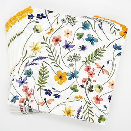 Paquete de 50 servilletas de flores silvestres, suministros de fiesta de flores silvestres coloridas servilletas de cóctel florales de papel de mariposas para primavera, verano, boda, té, flores