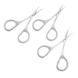 3Pcs Stainless Steel Grooming Scissors Set Precision Facial Hair Trimmers for Eyebrows Mustaches and Nose Hair Durable Lightweight and Portable for Daily Use