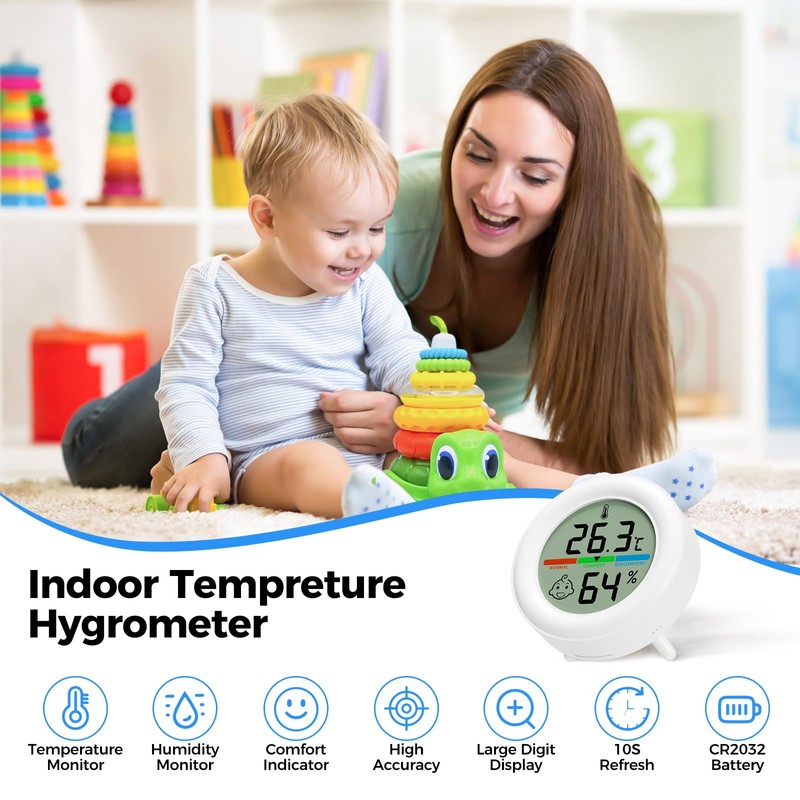 Yomisee Mini Hygrometer Indoor Thermometer Pack of 2 Humidity Meter