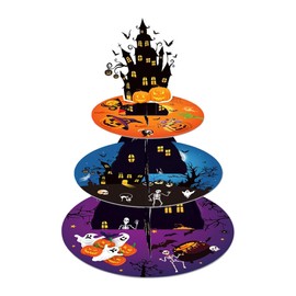 HIENAJ Soporte para Cupcakes de Halloween, Soporte de Cartón de 3 Niveles para Cupcakes, Soporte para Fiestas Temáticas de Terror, Cumpleaños, Fiestas de Halloween, Suministros para Casas Embrujadas,