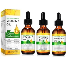 Aceite de Vitamina E para Masaje Corporal, 75000 UI, Orgánico, Hidratante para Piel Seca, Gua Sha (3PCS)