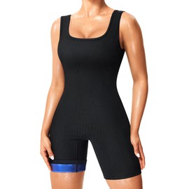 Junlan Waist Trainer Sauna Suit for Women Sauna Sweat Shirt Full Body Jumpsuit (Blue,2X-Large)