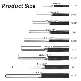 Feyachi Roll Pin Punch Set with Storage Pouch, 9 Piece Steel Removal Tool Kit