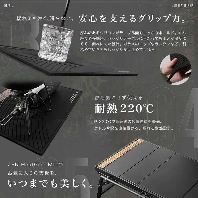 ZEN Camps ZEN HeatGrip Mat シリコンマット バーマット 水切りマット 耐熱 220℃