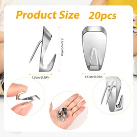 SAVITA 20pcs Cubicle Hooks for Fabric Walls, Decorative Push Pin Hooks Metal Picture Hanger Nails with Plastic Case for Wooden Boards Walls Hanging Clock Key Chain Photo Frame (Silver)