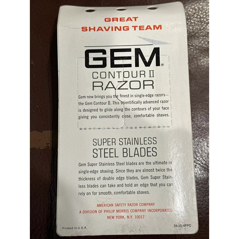 American Safety Razor Company VINTAGE GEM CONTOUR II RAZOR W/
