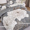 ANGIYUIN 3Pcs Grey Floral Botanical Comforter Set Full Size Printing