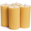 2 inch Wide Natural Yellow Honeycomb Beeswax Pillar Candles, 4-Pack