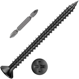 Wensilon (200Pcs) #8x2" Black Wood Screw Quick Metal Self Tapping Flat Head