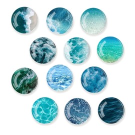 Pack of 12 Waves Fridge Magnets, Children's Fridge Magnets, Fridge Magnets, Children's Magnets, Suitable for Whiteboards, Refrigerators, Photos etc. (Round/30 mm)