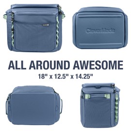CleverMade Sequoia Collapsible Cooler Bag – 50 Can Insulated Soft Cooler Tote for Travel, Beach, Picnic – 18"x12.5"x14.25" – Twilight Blue – Durable PU/PEVA