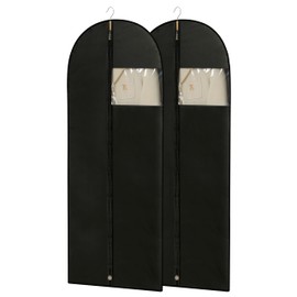 Perber Dress Bags for Gowns, 65'' Long Garment Bags for Hanging Clothes, Dress Garment Bag, Black Dress Bag with Clear Window for Dresses, Coats, Uniforms（2 Packs）