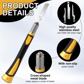 Honoson Mini Hand Saw Model Tools Small Hobby Saw Blades Kit with 9 Tiny Razor Hacksaw Blades for Miniatures, Modeling, DIY Crafts, Plastic Models, Wood(Style 2,Yellow)