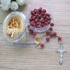 Baptism Rose Petal Scented Rosary - 6 Pcs Red Rosaries