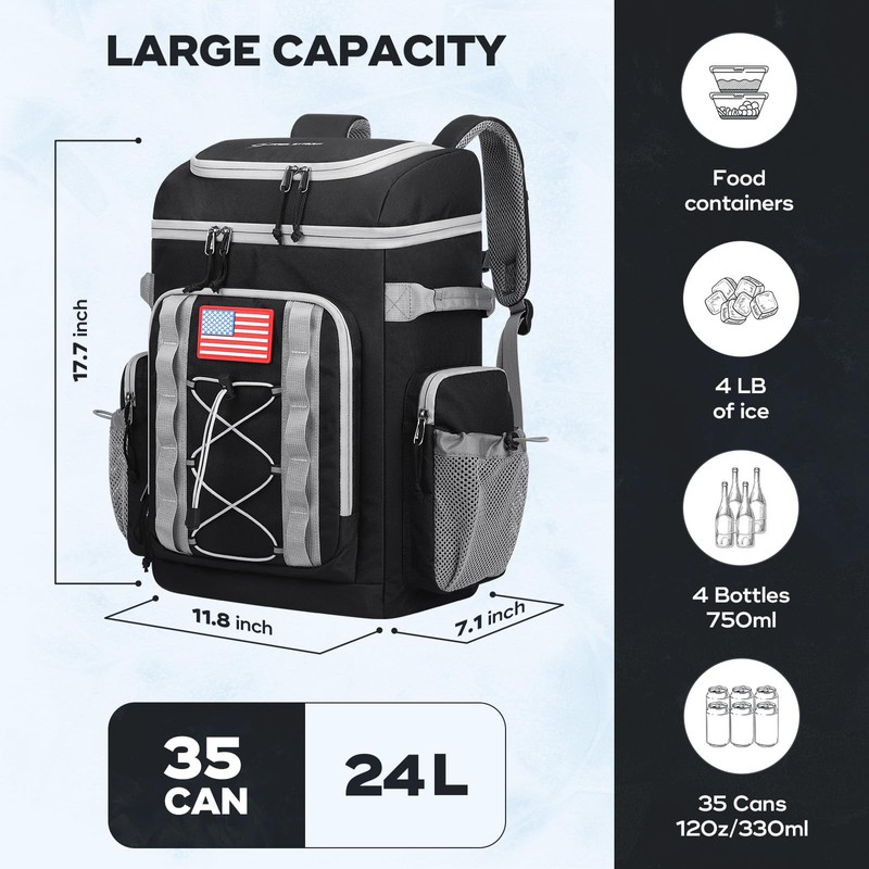 Maelstrom Backpack Cooler,Soft Lightweight Leakproof Cooler Backpack,35 Can Insulated Cooler