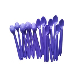 Gmark 50pc 7.5" Plastic Purple Spoons, Ice Cream Spoons Dessert Spoons GM1119
