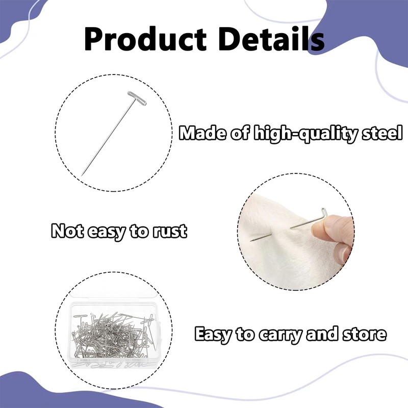 200PCS T Pins 27mm Macrame Board and Pins Silver Blocking