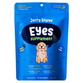 Animal hospital dog eye tear nutritional supplement Jerry Styles Eyes Pouch 51chews, 51 tablets, tear improvement eye health, 1 piece / 동물병원 강아지 눈눈물 영양제 제리스타일스 아이즈 파우치 51chews, 51정, 눈물개선눈건강, 1개