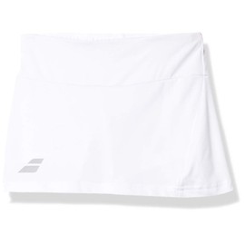 Babolat Girl's Play Tennis Skirt with Built in Shorties, White/White (US Youth Size 12-14)