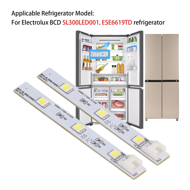 2Pcs Refrigerator LED Light Board White Eyes Friendly Freezer LED