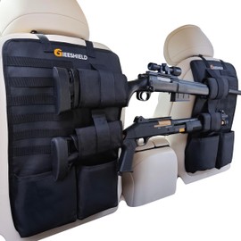 Truck Gun Rack（Set of 2）, Seat Back Gun Rack with Adjustable Straps, 600D Oxford Cloth, Universal Rifle Holder, PVC Coated, Secure Storage Pockets for Hunting Gear, Easy to Install Vehicle Gun Rack