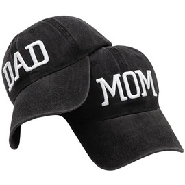 Nfpggs Mom and Dad Hats Fathers Day Mom Dad Gifts Hat Embroidered Adjustable Baseball Caps Gift for Couples Parents (UK, Alpha, M, 4XL, Black Dad& Black Mom)