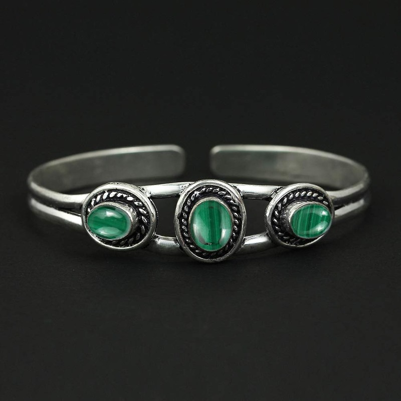 5.45ctw,Genuine Malachite & 925 Silver Plated Dangle Earrings Made By