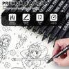 Yeria Black Drawing Pens, 12 Pack Black Fineliner Pens, Technical