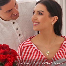 Zifeel Earrings for Women, 925 Sterling Silver Birthstone Heart Studs Earring for Girlfriend Wife, Anniversary Birthday Christmas Valentines Day Mother’s Day Gifts Jewelry for Women Wife Her Mom