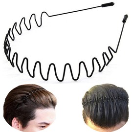 bodbop Metal Hair Band, Black, Unisex Fashion Headbands Sports Hairband Head Band Hair Hoop for Women With Non Slip Wavy Teeth