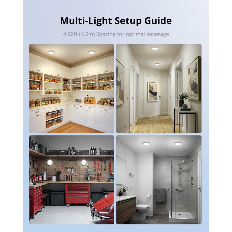 Combuh 2Pack Rechargeable Closet Lights Motion Sensored, Battery Powered Shower