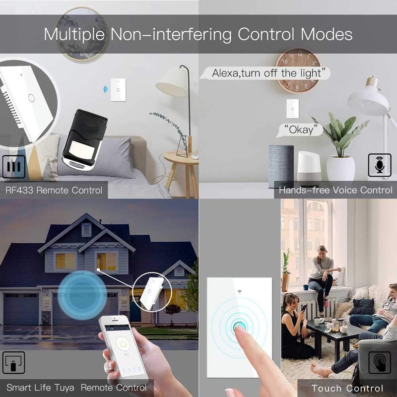 MoesGo 2nd Generation WiFi RF433 Smart Touch Wall Single Fire