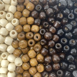 500 Multicolor Natural Colors Large Hole Macrame Wood Beads 12mm x 10mm Diameter 5.5mm Hole