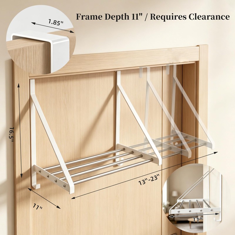 Over the Door Clothes Drying Rack 13"-23" Adjustable Heavy Duty