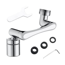 LOTUS POWER 1080+360° Rotating Robot Arm Tap Set with 22mm Female Thread & 24mm Male Thread, Universal Silver Aerator with Keys for Kitchen/Bathroom