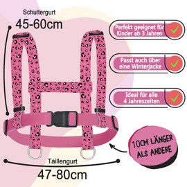 MutoToy® Horse Lead for Playing for Children, Adjustable Horse Harness for Children, Horse Play Lead for Boys Girls Role Play, Children's Outdoor Toy from 3 Years (Leopard Rose Red)