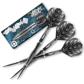 Shot Darts Steel Tip, Tribal Weapon 4 (22g/ 24g/ 26g), 90% Tungsten Barrels, Center Balanced with precision grips, Handcrafted Professional Dart Set and Flights Made in New Zealand, Metal Tip Bar Dart