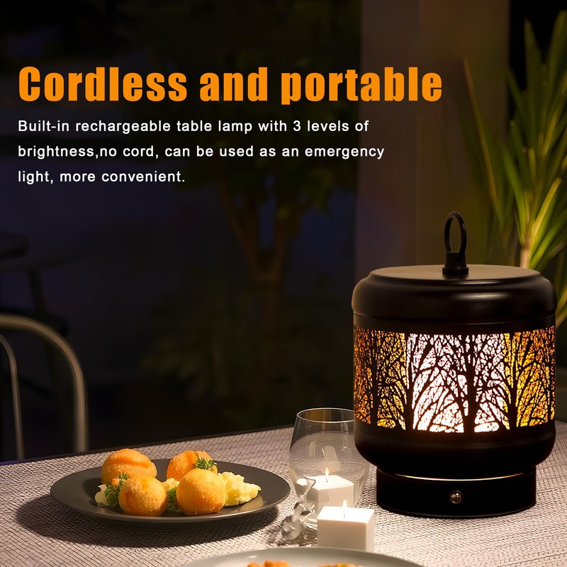 TRIROCKS Cordless Table Lamp 4000mAh Rechargeable Battery Operated Desk lamp